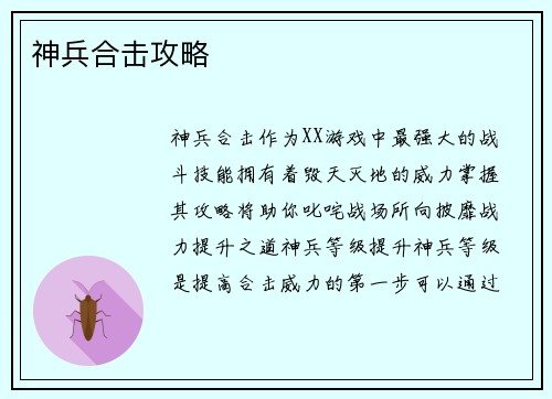 神兵合击攻略